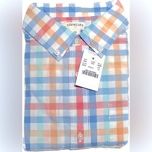 NWT Crewcuts Boys’ Poplin, long sleeve, Button down shirt.  Size 12